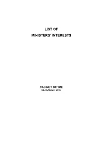 List of Ministers' Interests