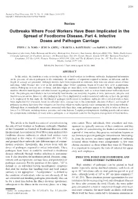 Outbreaks Where Food Workers Have Been Implicated in the Spread of Foodborne Disease. Part 4. Infective Doses and Pathogen Carriage
