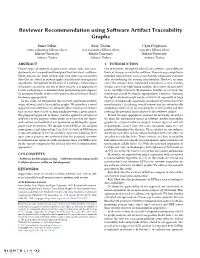 Reviewer Recommendation Using Software Artifact Traceability Graphs