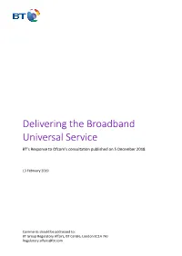 BT’S Response to Ofcom’S Consultation Published on 5 December 2018