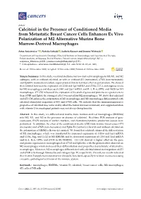 Calcitriol in the Presence of Conditioned Media from Metastatic
