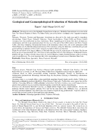 Geological and Geomorphological Evaluation of Melendiz Stream Basin1
