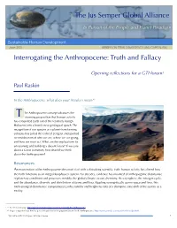 Interrogating the Anthropocene: Truth and Fallacy the Jus Semper Global Alliance