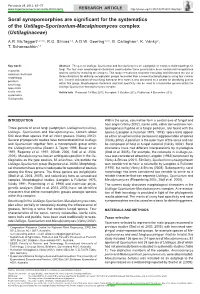 Soral Synapomorphies Are Significant for the Systematics of the &lt;I