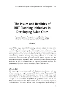 The Issues and Realities of BRT Planning Initiatives in Developing Asian Cities