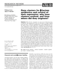 Gene Clusters for Β-Lactam Antibiotics and Control of Their Expression