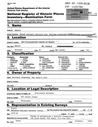 Ln\ Fentory-Nomination Form Jjj} Name Location Classification Owner Of