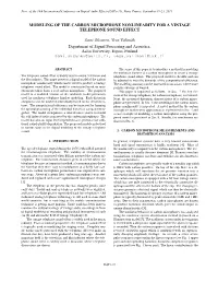 Modeling of the Carbon Microphone Nonlinearity for a Vintage Telephone Sound Effect