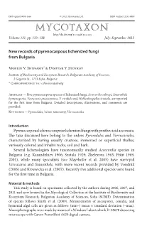 New Records of Pyrenocarpous Lichenized Fungi from Bulgaria