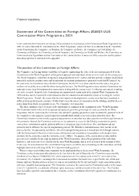 Statement from the Riksdag