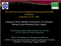 Change in Water Quality from Source to Consumer During Urban Drinking