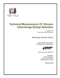 Glovers Interchange Design Selection