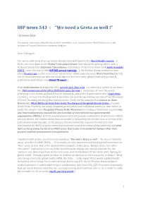 IHP News 543 : “We Need a Greta As Well !”
