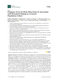 Polygenic Score for Body Mass Index Is Associated with Disordered Eating in a General Population Cohort