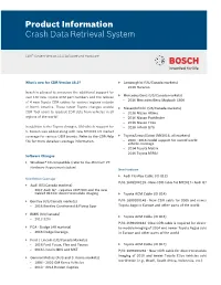 Product Information Crash Data Retrieval System