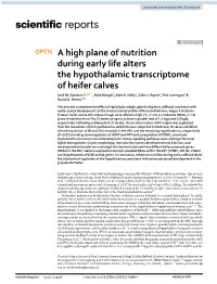 A High Plane of Nutrition During Early Life Alters the Hypothalamic Transcriptome of Heifer Calves José M