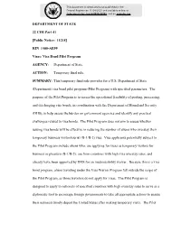 DEPARTMENT of STATE 22 CFR Part 41 [Public