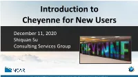 Introduction to Cheyenne for New Users