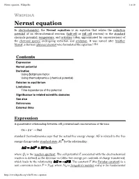 Nernst Equation - Wikipedia 1 of 10