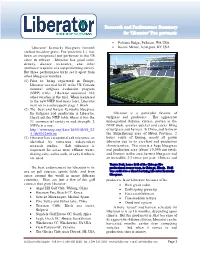 Research and Performance Summary for 'Liberator' Poa Pratensis