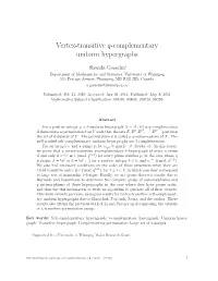 Vertex-Transitive Q-Complementary Uniform Hypergraphs