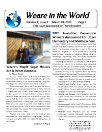 Weare in the World Volume 4, Issue 2 March 18, 2020 Page 1 This Issue Sponsored by Terry Knowles