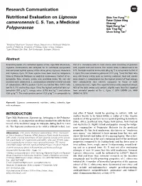 2 Nutritional Evaluation on Lignosus Cameronensis C. S. Tan, A