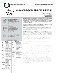 2016 Oregon Track & Field