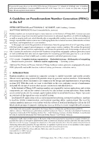 A Guideline on Pseudorandom Number Generation (PRNG) in the Iot