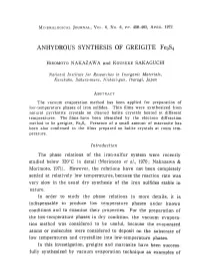 ANHYDROUS SYNTHESIS of GREIGITE. Fe3s4