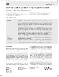 Conversion of Thesis to Peer-Reviewed Publication