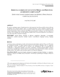 Deriving Coordinate Nouns with Merge and Principles of Efficient Computation∗ Derivando Nomes Coordenados Com Merge E Princípios De Computação Eficiente