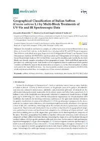 Geographical Classification of Italian Saffron (Crocus Sativus L.) by Multi-Block Treatments of UV-Vis and IR Spectroscopic Data