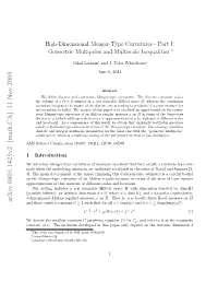 High-Dimensional Menger-Type Curvatures-Part I: Geometric