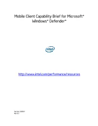 Mobile Client Capability Brief for Microsoft* Windows* Defender*