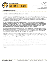 P-Bruins Week in Review: 10/24/17 – 11/1/17