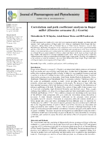 Correlation and Path Coefficient Analysis in Finger Millet (Eleusine
