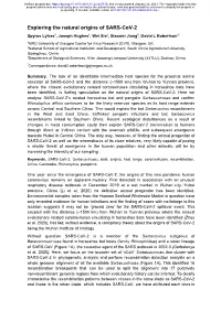 Exploring the Natural Origins of SARS-Cov-2
