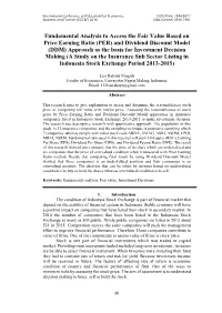 Fundamental Analysis to Access the Fair Value Based on Price Earning