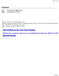 Official Blog for Dr. Orly Taitz Esquire Motion for Rogatory Discovery to Authenticate Kenyan Birth Certificate of Barack Hussein Obama