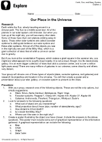 Our Place in the Universe Research Earth Orbits the Sun, Slowly Traveling Around in a Circular Path