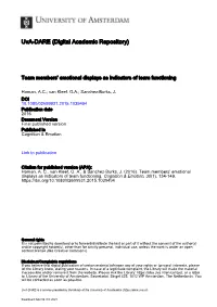 Team Members' Emotional Displays As Indicators of Team Functioning