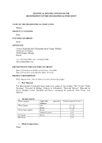 Technical Specifications for the Registration of the Geographical Indication