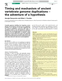 Timing and Mechanism of Ancient Vertebrate Genome Duplications – the Adventure of a Hypothesis
