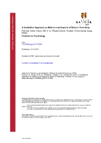 A Qualitative Approach on Motives and Aspects of Risks in Freeriding