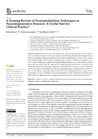 A Scoping Review of Neuromodulation Techniques in Neurodegenerative Diseases: a Useful Tool for Clinical Practice?