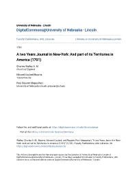 A Two Years Journal in New-York: and Part of Its Territories in America (1701)