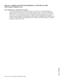 Adding Systems Engineering Activities to the Software Curriculum