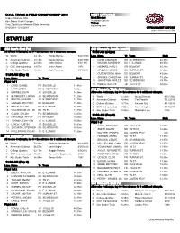 Day 3 Start Lists