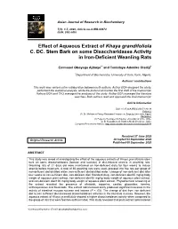 Effect of Aqueous Extract of Khaya Grandifoliola C. DC. Stem Bark on Some Disaccharidases Activity in Iron-Deficient Weanling Rats